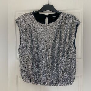 Express Sequined Silver Women's Blouse